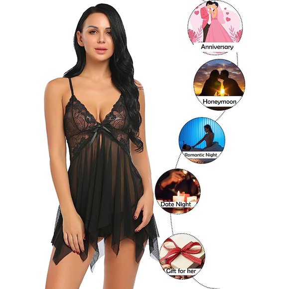 Women Lingerie  Lace Babydoll Sleepwear Outfits Plus Size  XS-5XL - Picture 6 of 7